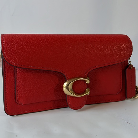 Coach Tabby Chain Clutch Red Crossbody Bag Leather New - Picture 2 of 16